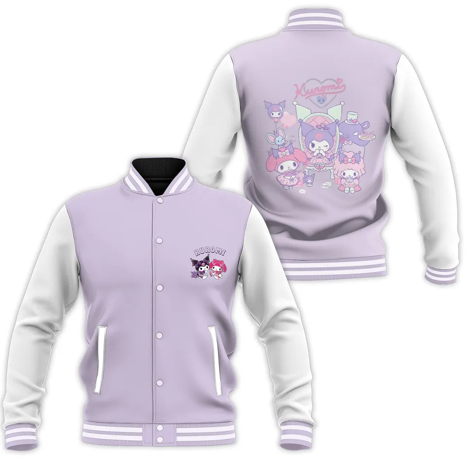 Kuromi and Melody Cartoon Style Baseball Jacket For Fans