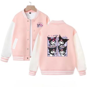 Kuromi Cartoon Style Baseball Jacket For Fans