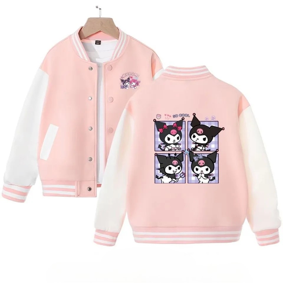 Kuromi Cartoon Style Baseball Jacket For Fans