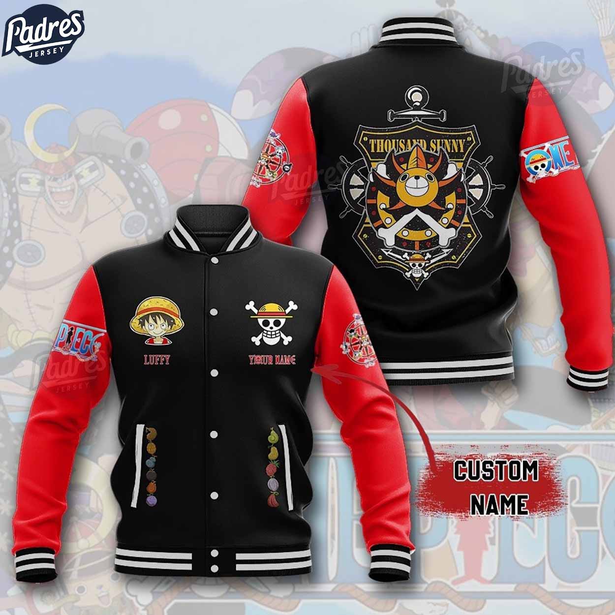Luffy One Piece Anime Style Baseball Jacket For Fans