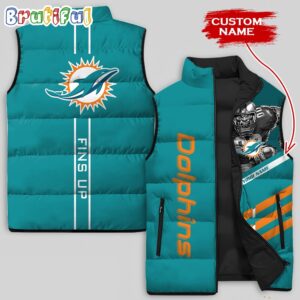 Miami Dolphins NFL Style Sleeveless Puffer Jacket For Fans