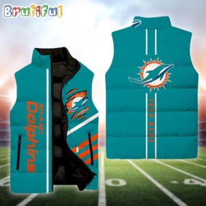 Miami Dolphins NFL Style Sleeveless Puffer Jacket For Fans