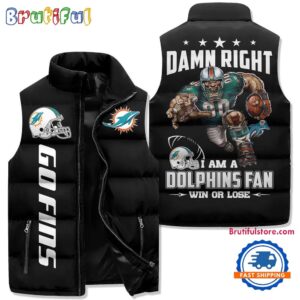 Miami Dolphins NFL Style Sleeveless Puffer Jacket For Fans