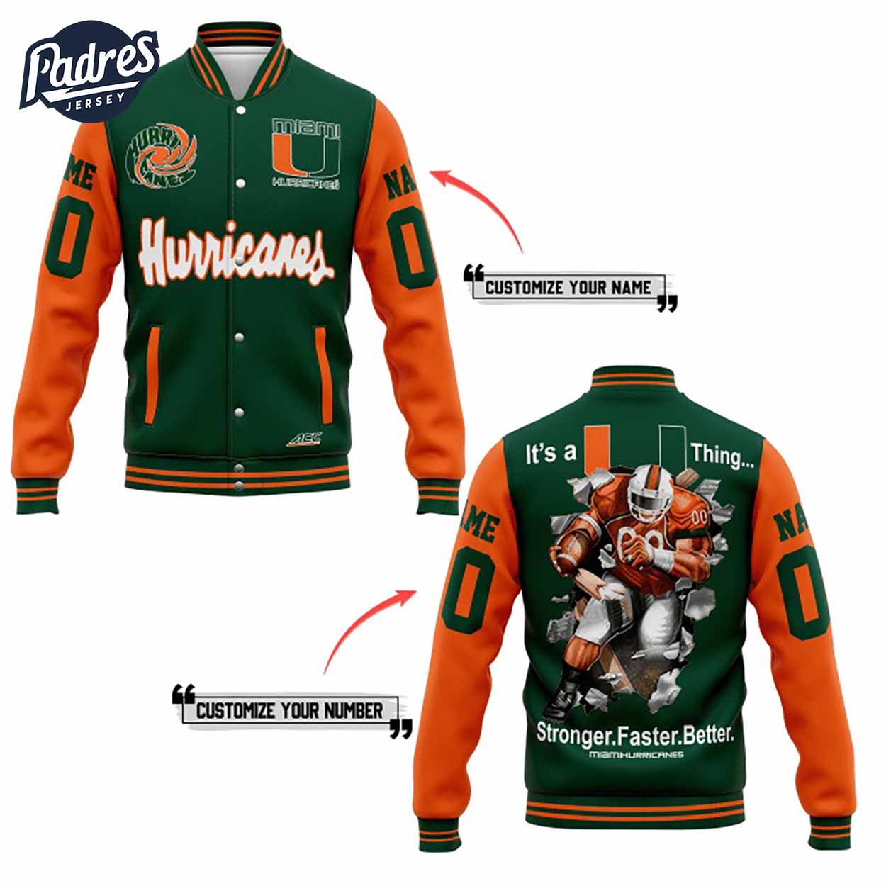 Miami Hurricanes NCAA Style Baseball Jacket For Fans
