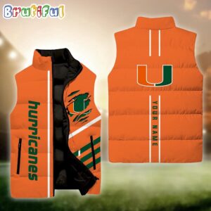 Miami Hurricanes NCAA Style Sleeveless Puffer Jacket For Fans