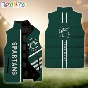 Michigan State Spartans NCAA Style Sleeveless Puffer Jacket For Fans