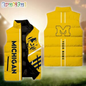 Michigan Wolverines NCAA Style Sleeveless Puffer Jacket For Fans