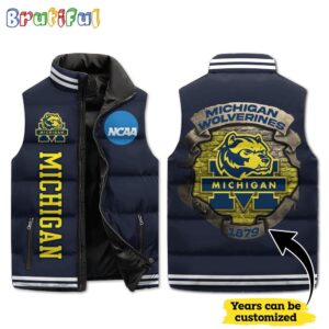 Michigan Wolverines NCAA Style Sleeveless Puffer Jacket For Fans