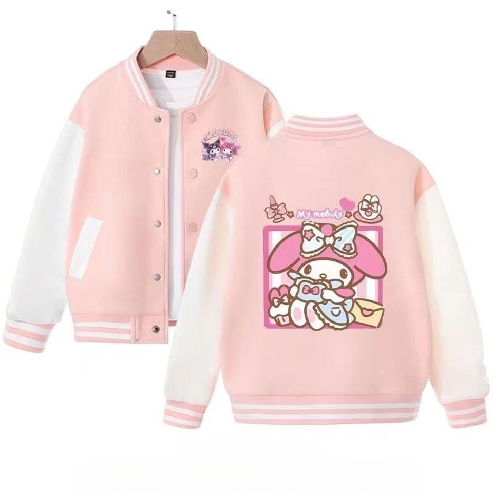 My Melody Cartoon Style Baseball Jacket For Fans