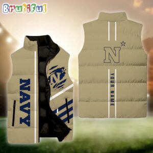 Navy Midshipmen NCAA Style Sleeveless Puffer Jacket For Fans