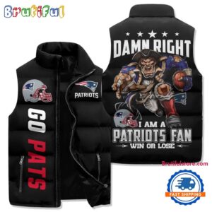 New England Patriots NFL Style Sleeveless Puffer Jacket For Fans