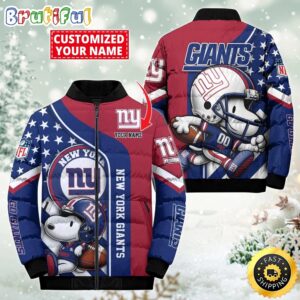 New York Giants NFL Style Puffer Jacket For Fans