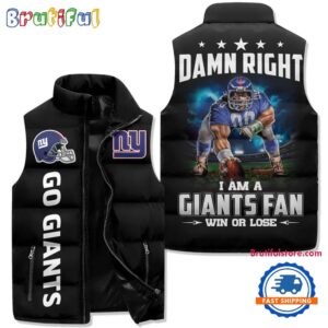 New York Giants NFL Style Sleeveless Puffer Jacket For Fans