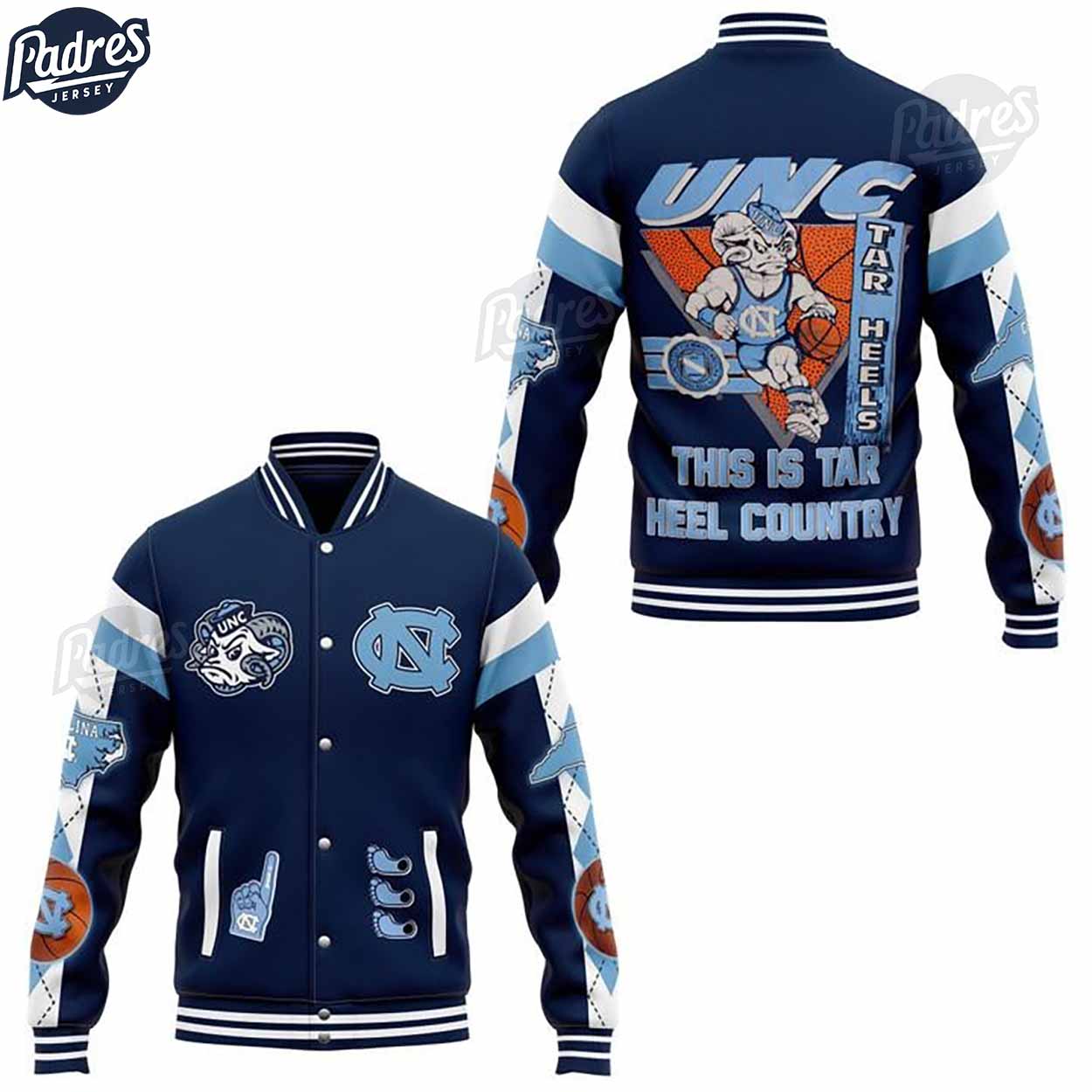 North Carolina Tar Heels NCAA Style Baseball Jacket For Fans