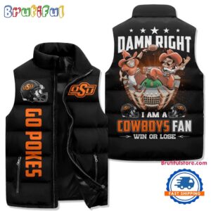 Oklahoma State Cowboys NCAA Style Sleeveless Puffer Jacket For Fans
