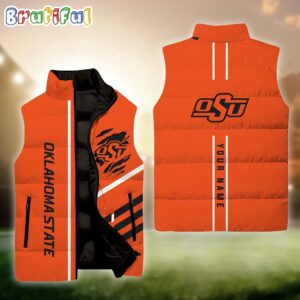 Oklahoma State Cowboys NCAA Style Sleeveless Puffer Jacket For Fans