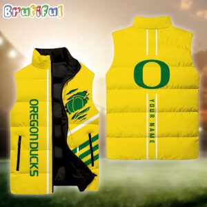 Oregon Ducks NCAA Style Sleeveless Puffer Jacket For Fans