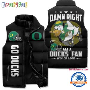 Oregon Ducks NCAA Style Sleeveless Puffer Jacket For Fans