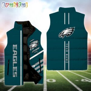 Philadelphia Eagles NFL Style Sleeveless Puffer Jacket For Fans
