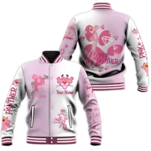 Pink Panther Cartoon Style Baseball Jacket For Fans
