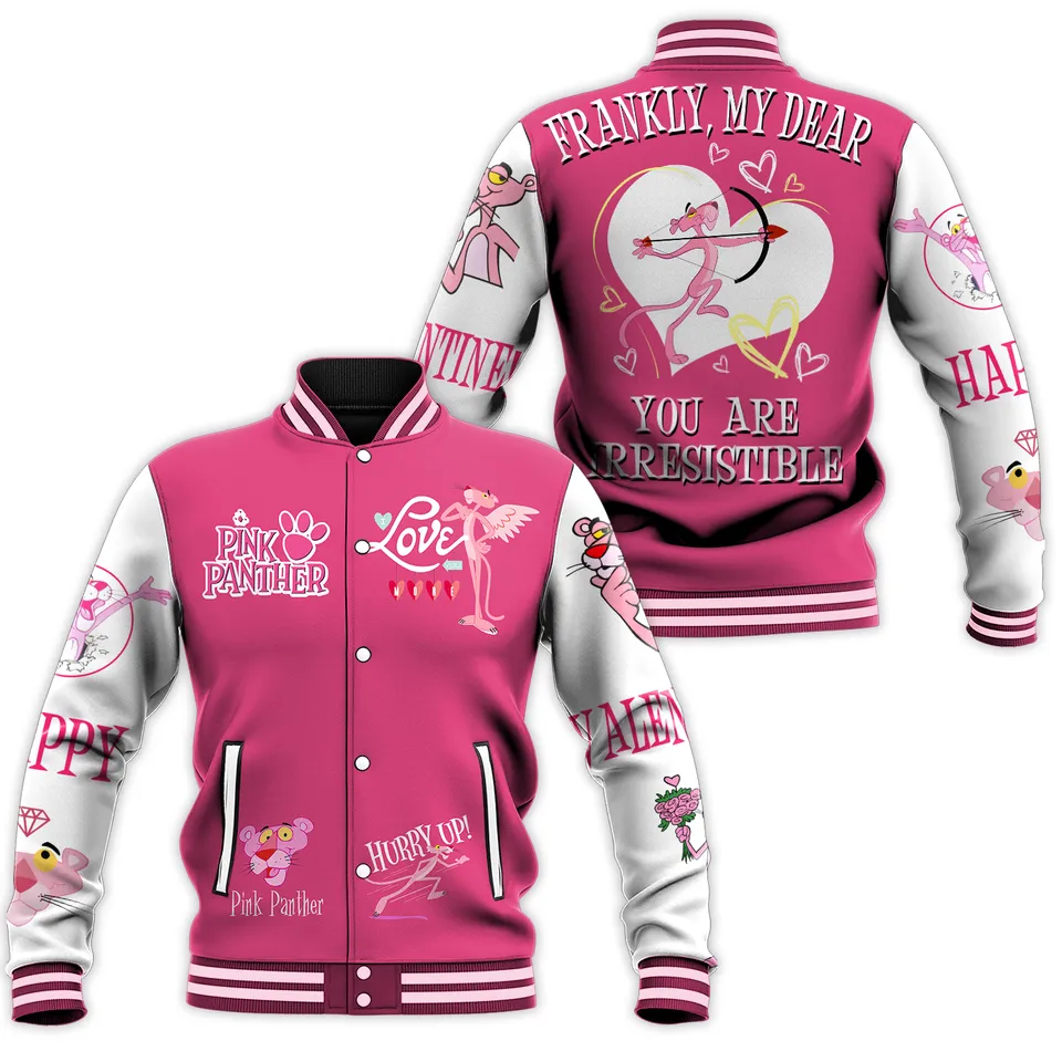 Pink Panther Cartoon Style Baseball Jacket For Fans