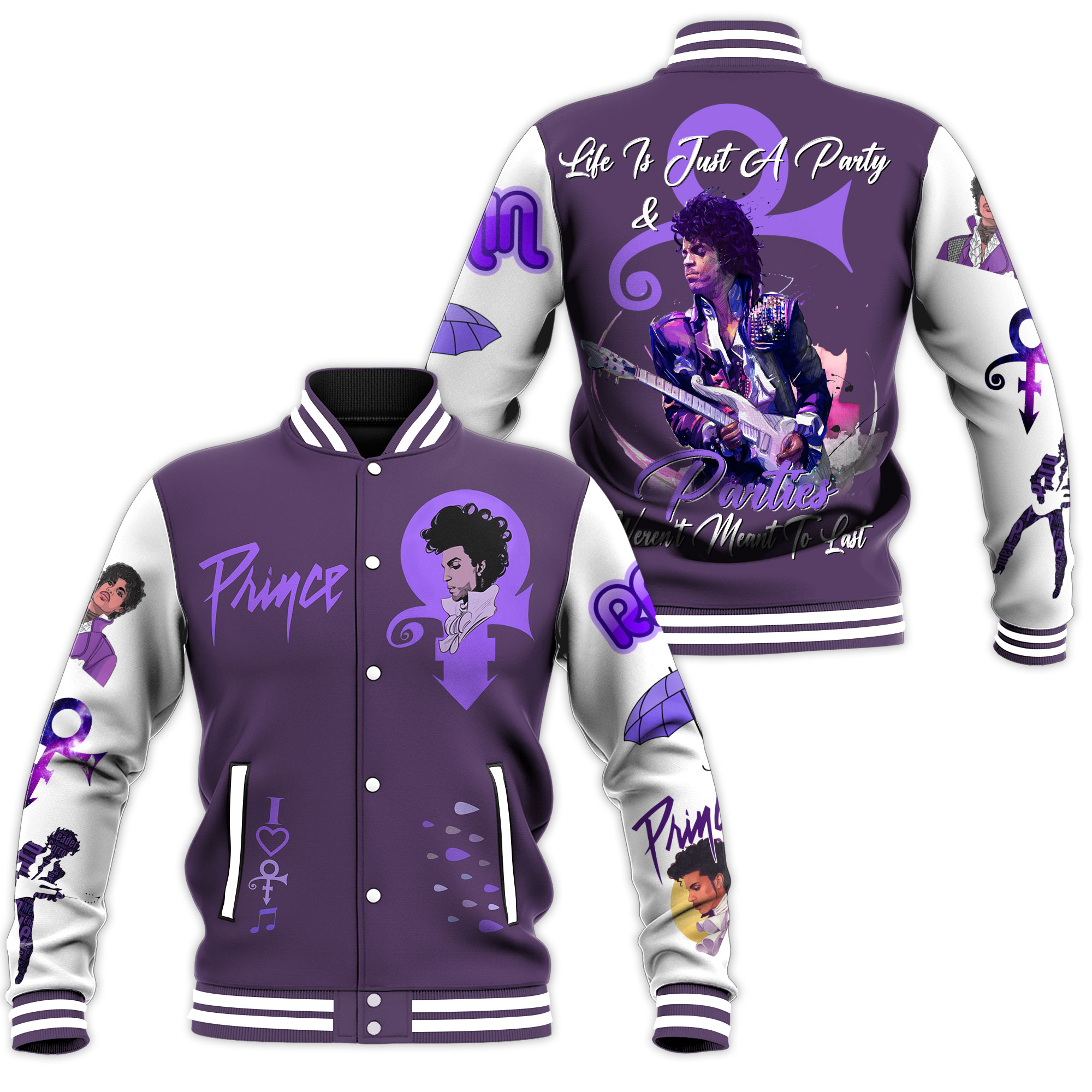 Prince Music Style Baseball Jacket For Fans