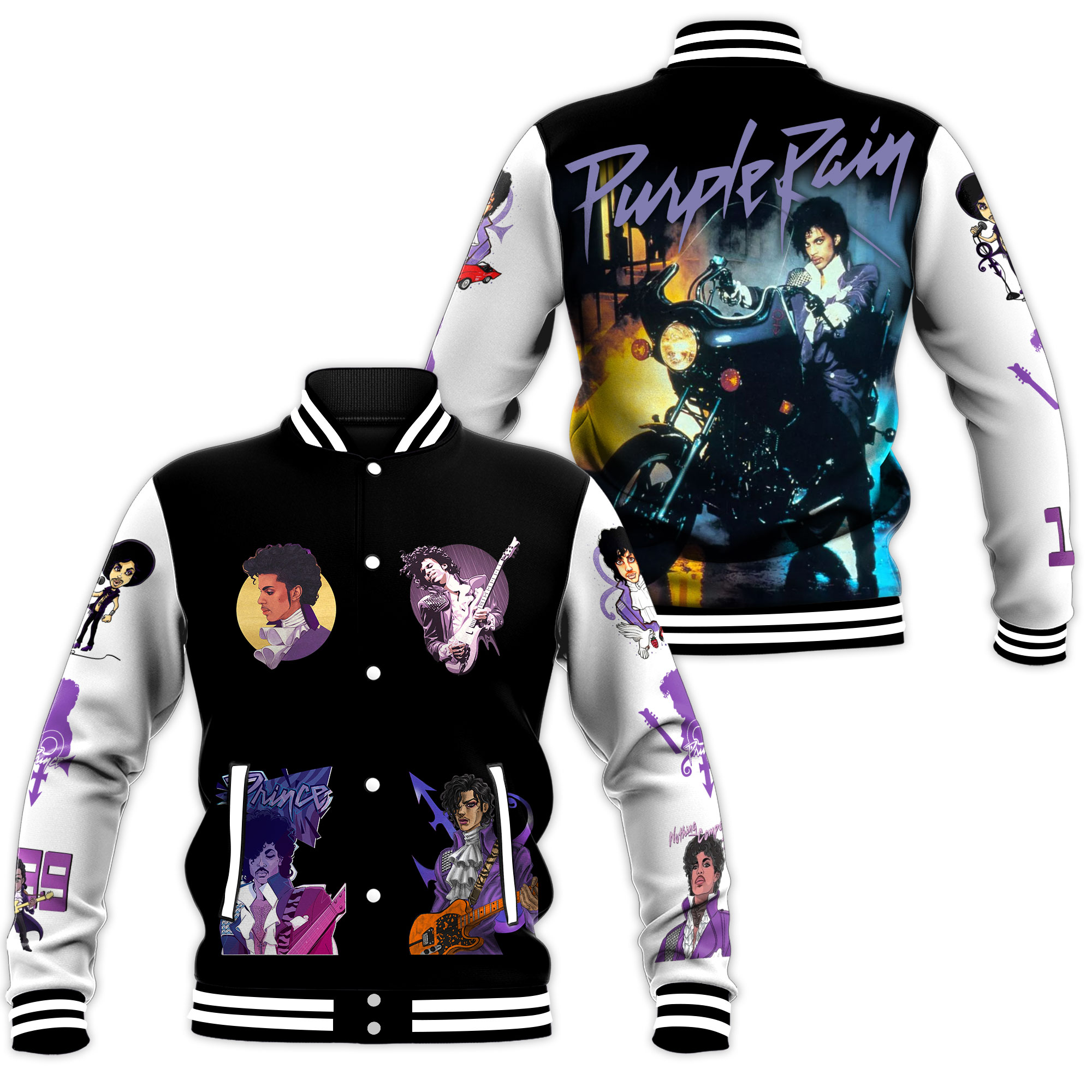 Prince Music Style Baseball Jacket For Fans