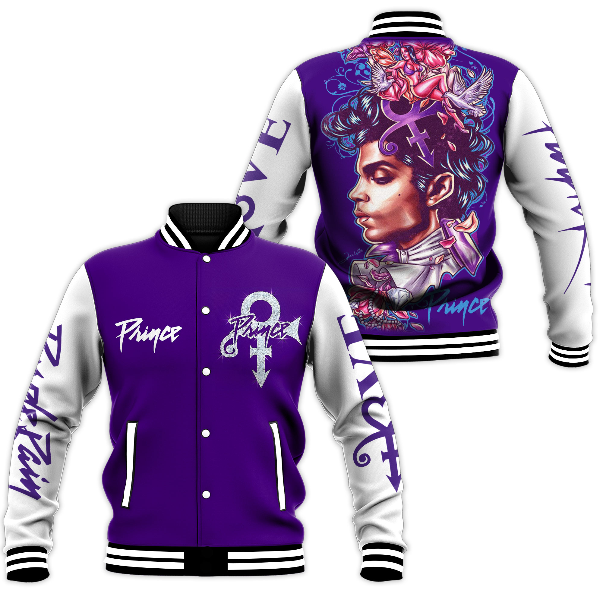 Prince Music Style Baseball Jacket For Fans
