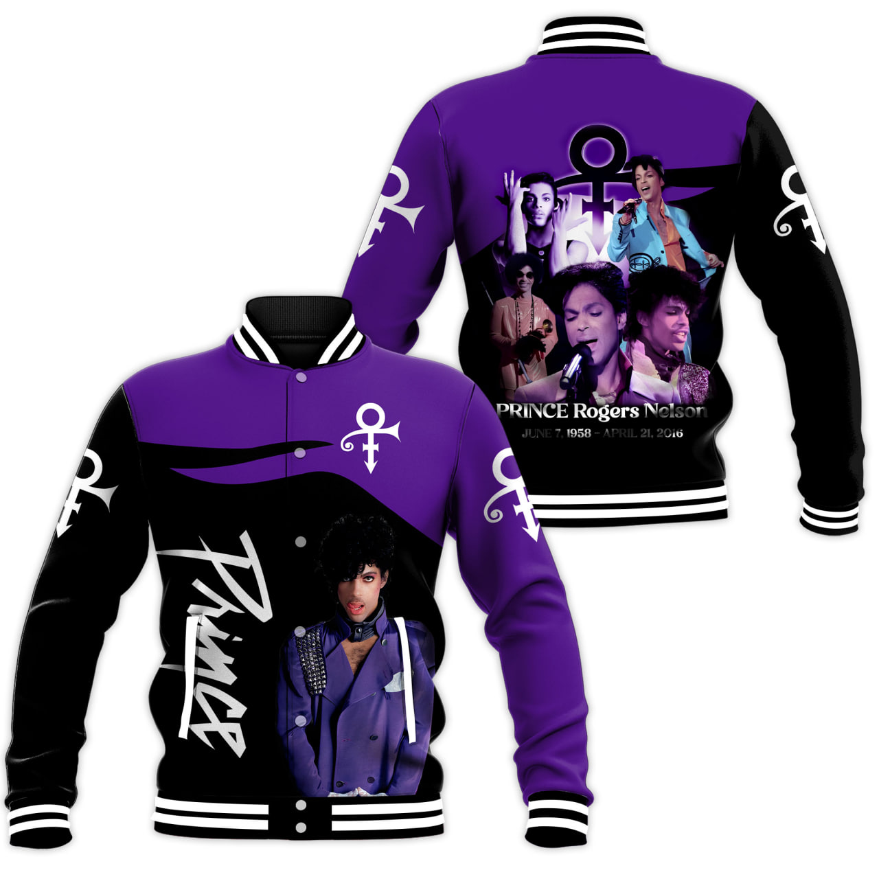 Prince Music Style Baseball Jacket For Fans