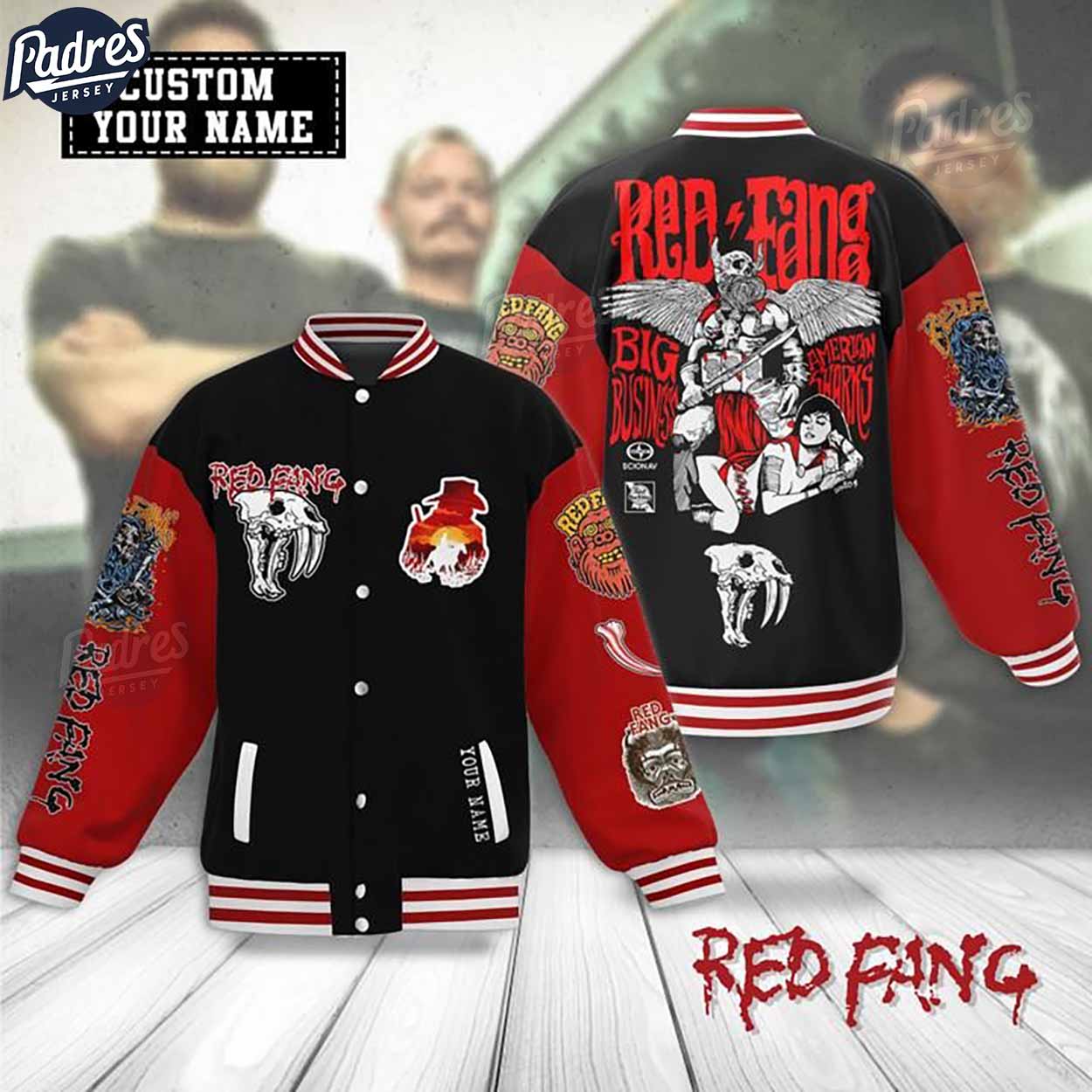 Red Fang Music Style Baseball Jacket For Fans
