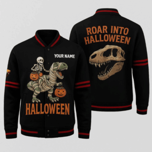 Roar Into Hallowee Halloween Style Baseball Jacket For Fans
