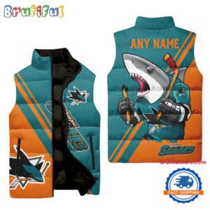San Jose Sharks NHL Style Sleeveless Puffer Jacket For Fans