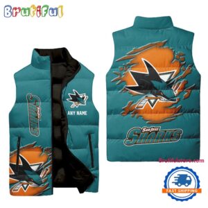 San Jose Sharks NHL Style Sleeveless Puffer Jacket For Fans