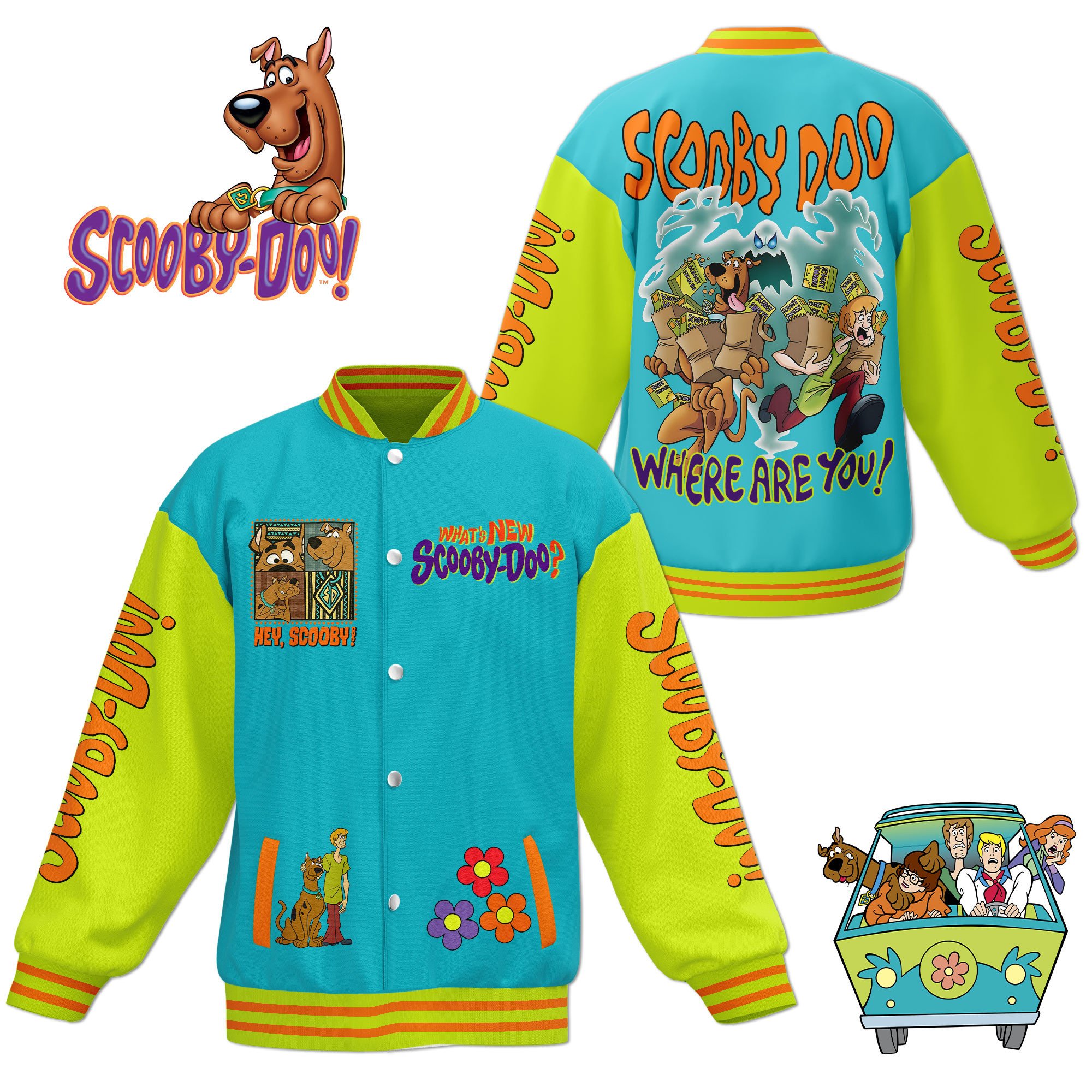 Scooby-Doo Cartoon Style Baseball Jacket For Fans