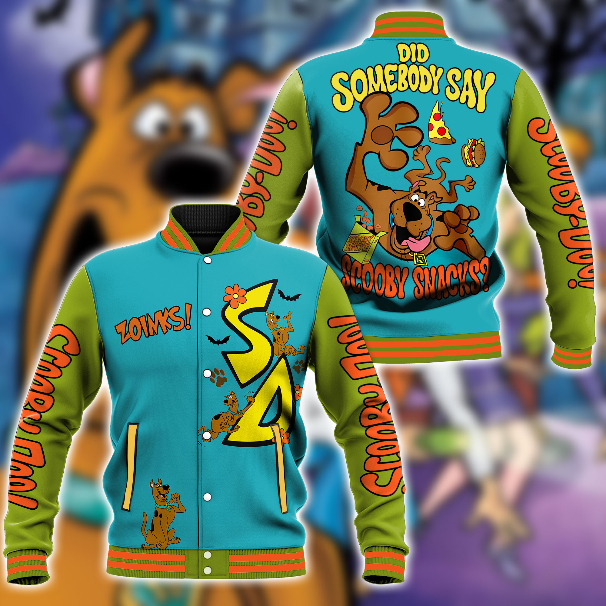 Scooby-Doo Cartoon Style Baseball Jacket For Fans