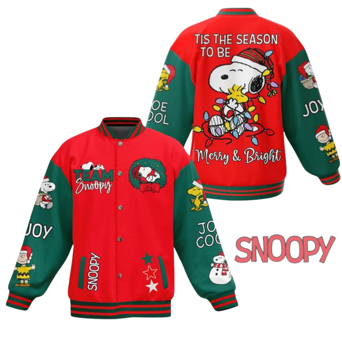 Snoopy Cartoon Style Baseball Jacket For Fans