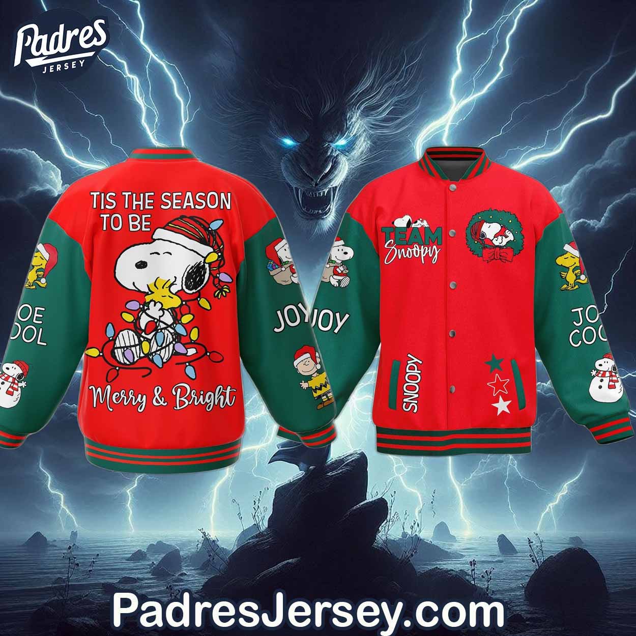 Snoopy Cartoon Style Baseball Jacket For Fans