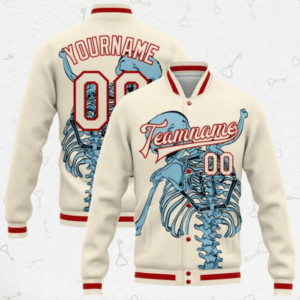 Spooky Cool Skeleton Style Baseball Jacket For Fans