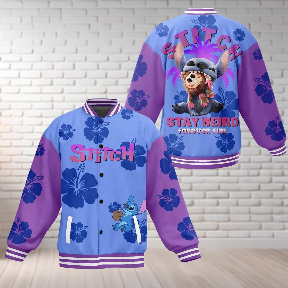 Stitch Cartoon Style Baseball Jacket For Fans