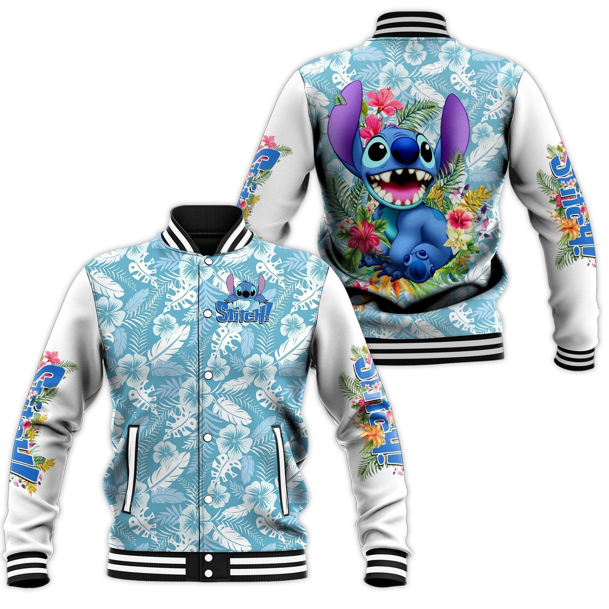 Stitch Cartoon Style Baseball Jacket For Fans