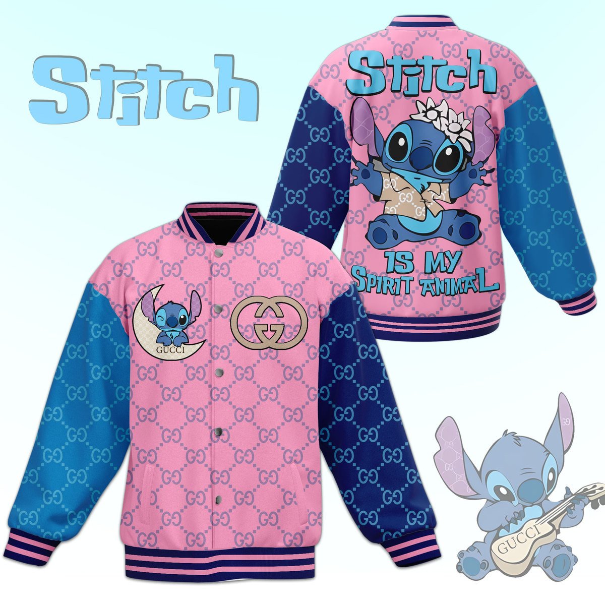 Stitch Cartoon Style Baseball Jacket For Fans