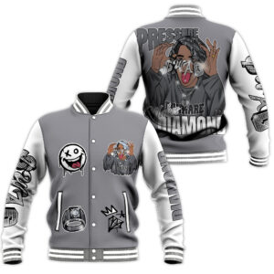 Swag Cement Grey 3s Pressure Makes Diamond Style Baseball Jacket For Fans