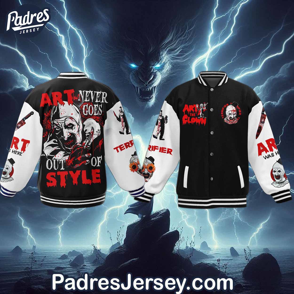 Terrifier Movies Style Baseball Jacket For Fans