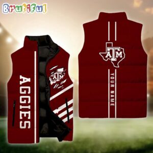 Texas A&M Aggies NCAA Style Sleeveless Puffer Jacket For Fans