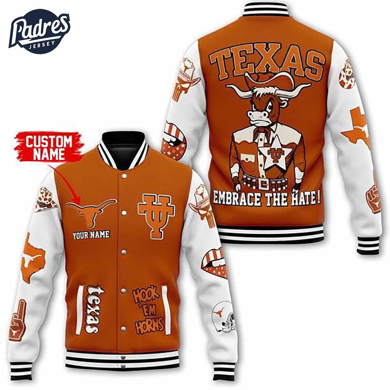 Texas Longhorns NCAA Style Baseball Jacket For Fans