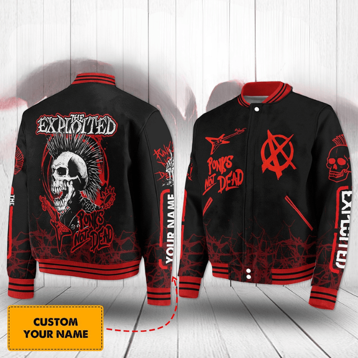 The Exploited Music Style Baseball Jacket For Fans