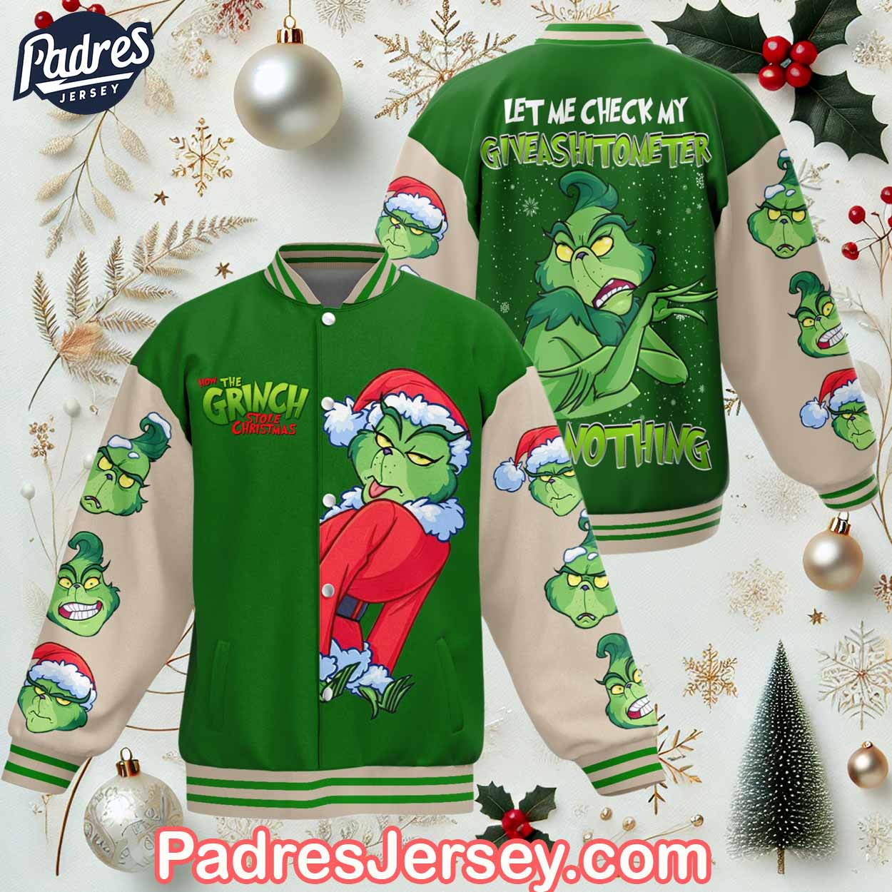 The Grinch Cartoon Style Baseball Jacket For Fans