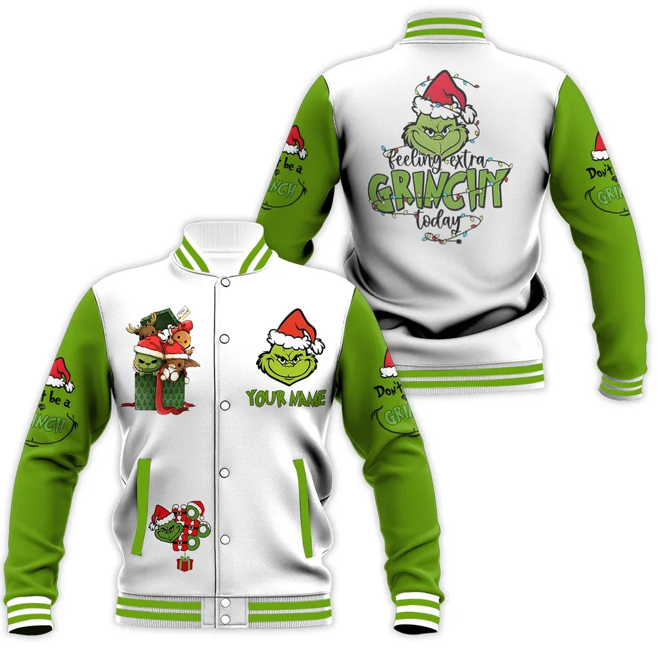 The Grinch Cartoon Style Baseball Jacket For Fans