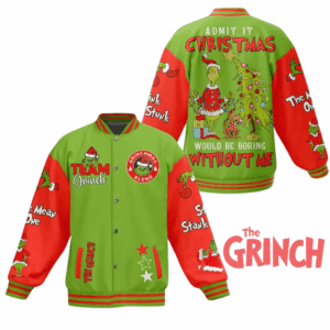 The Grinch Cartoon Style Baseball Jacket For Fans
