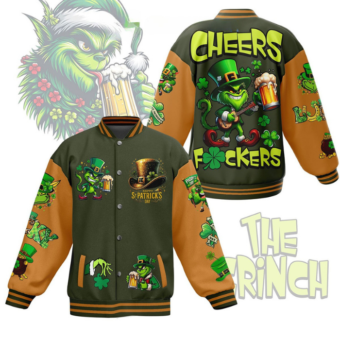 The Grinch Cartoon Style Baseball Jacket For Fans